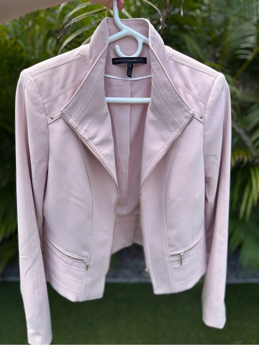 White House Black Market Blush Pink Moto Jacket Blazer – Size 8 - Picture 12 of 17